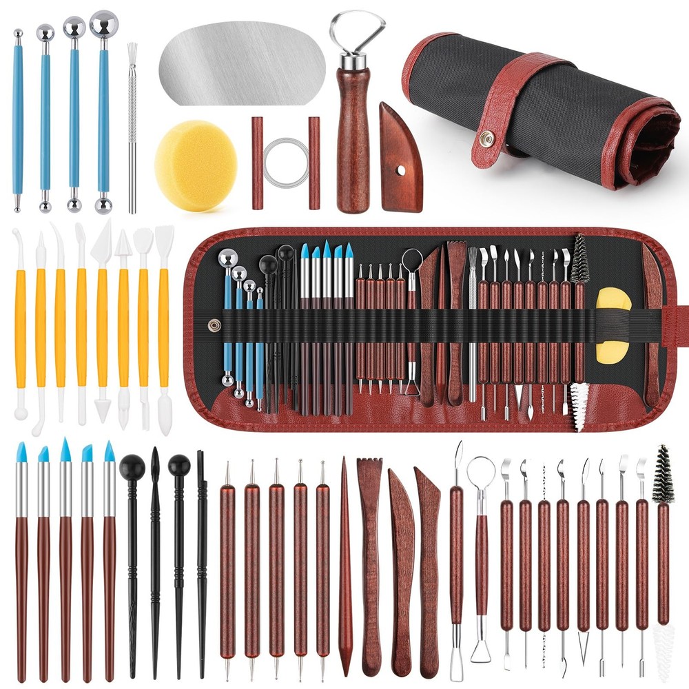 48PCS Pottery Tools Kit for Sculpting, Clay Carving Tools, Ceramic Tools for ...