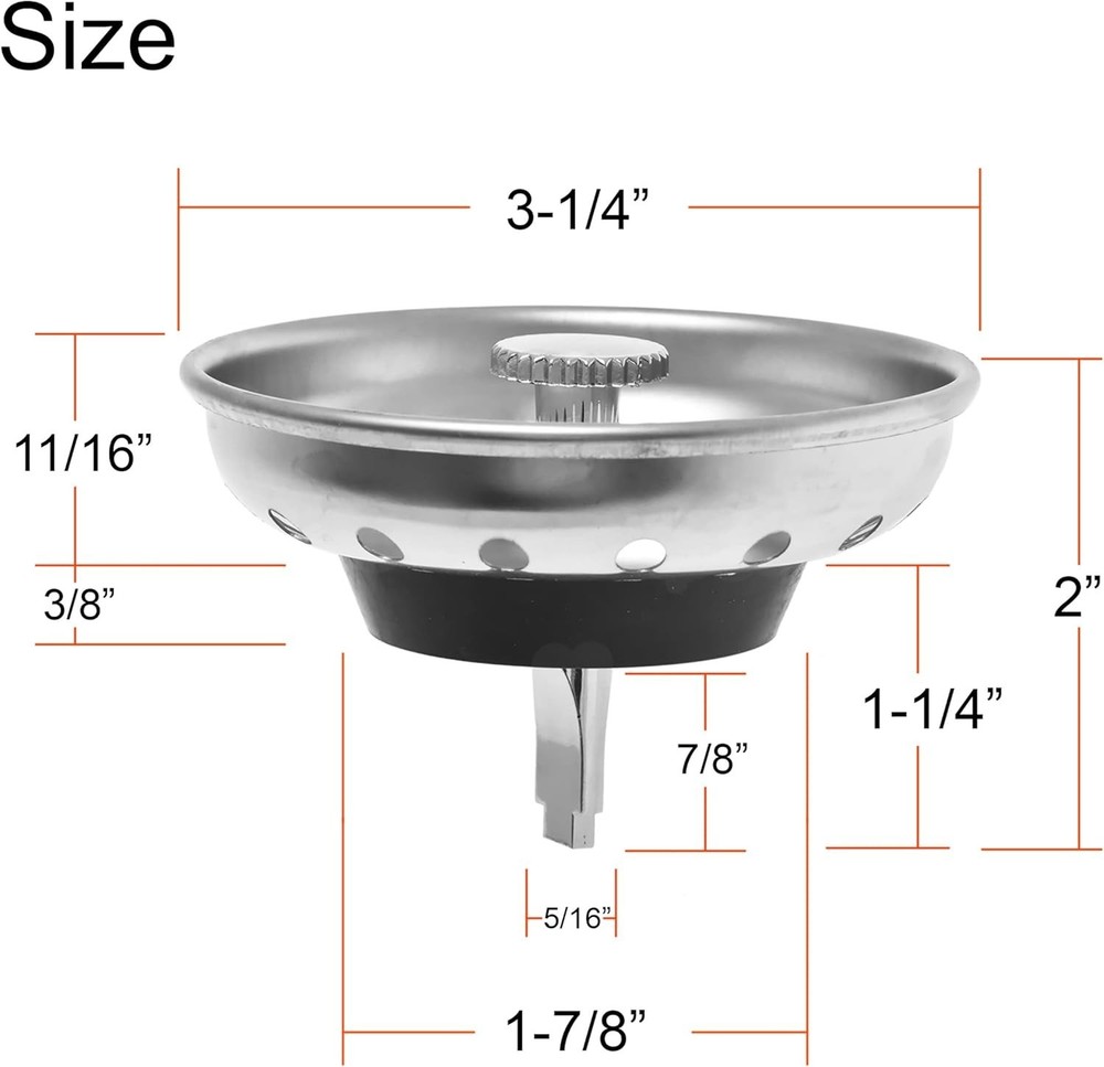 Stainless Steel Sink Strainer & Rubber Stopper Set - Efficient Drainage Solution