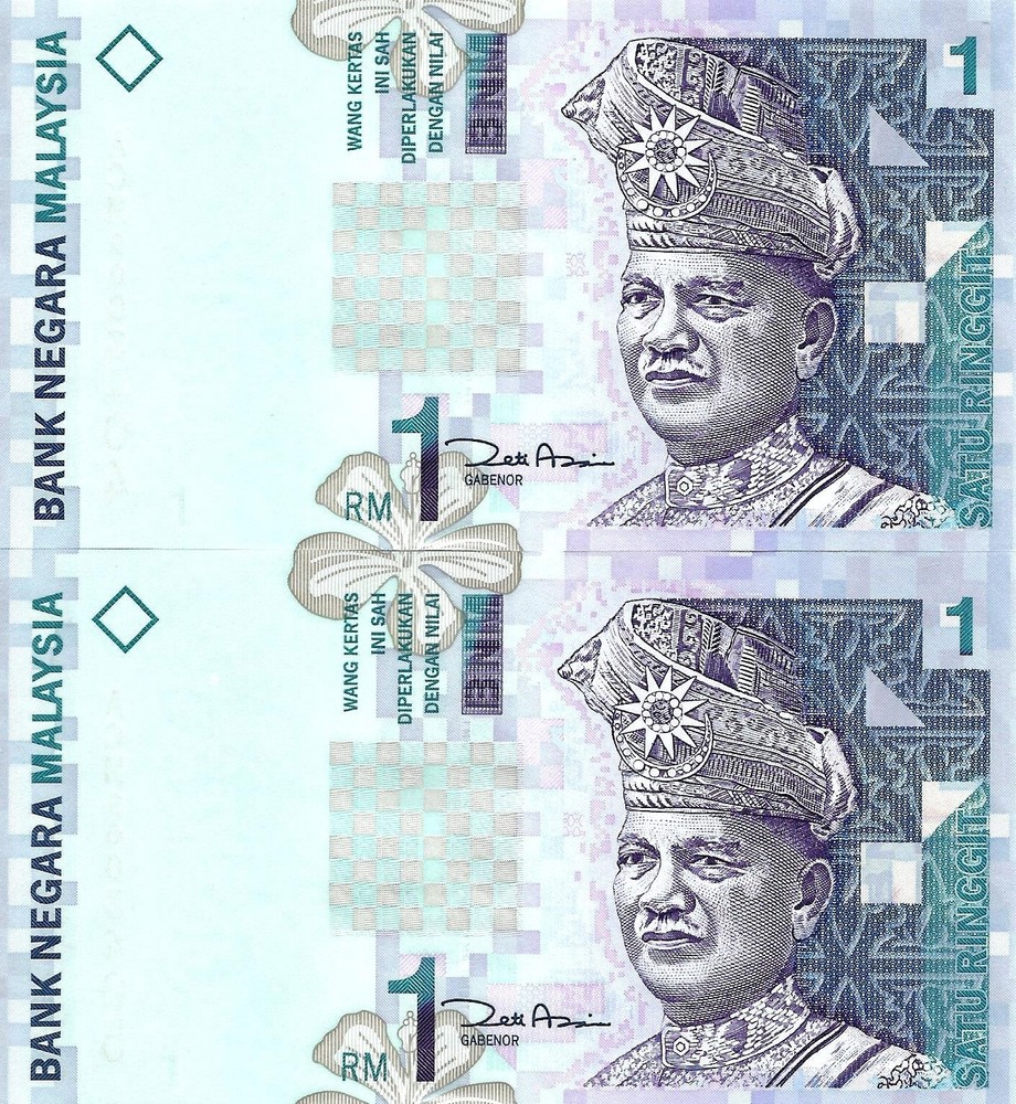 Malaysia 2x 1 ringgit ND [2000] P-39b(2) UNC consecutive
