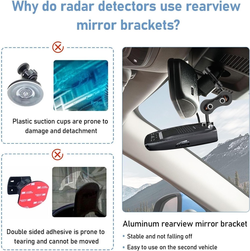 Rearview Mirror Radar Bracket for Uniden Detectors