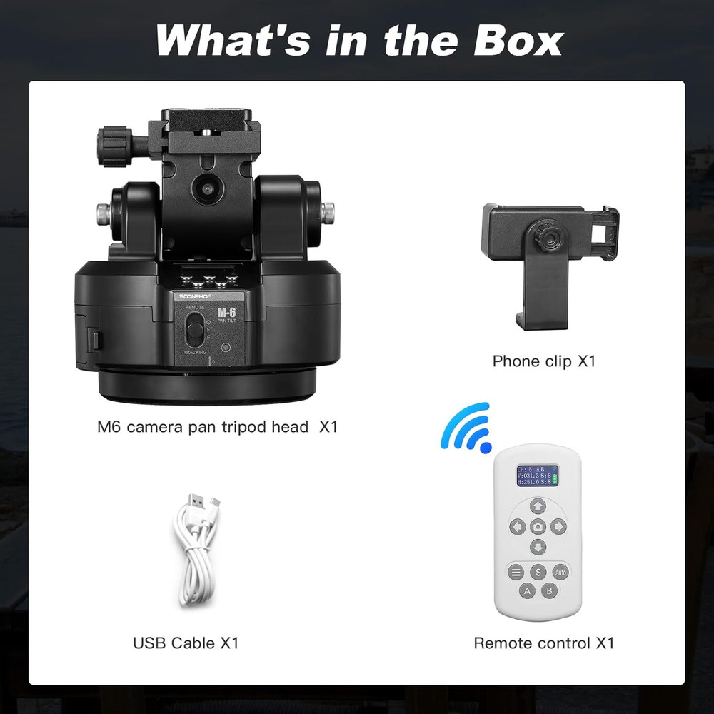 M6 Auto Face Tracking Motorized Rotating Panoramic Tripod Head, Remote Control 3