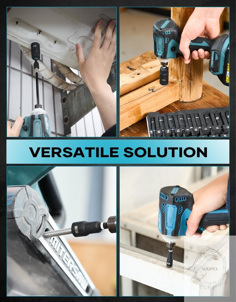 Magnetic Impact Nut Driver Set, 34PCS Socket Set with Deep Driver Bit Metric/SAE