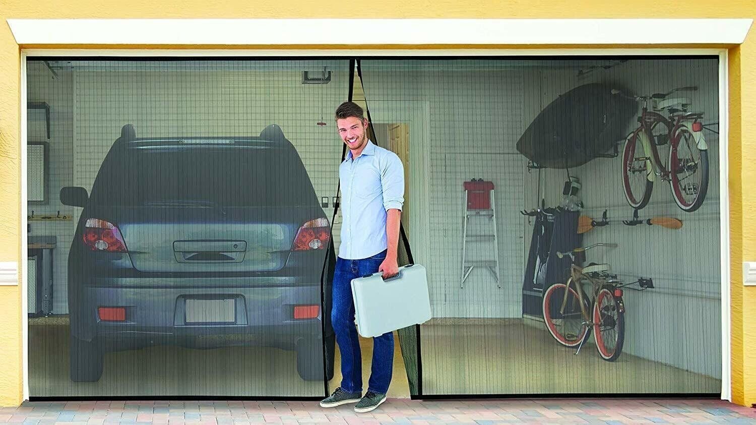 Double Garage Door Screen Magnet Bottom Insect Bug Mesh 16ft. x 7ft NEW