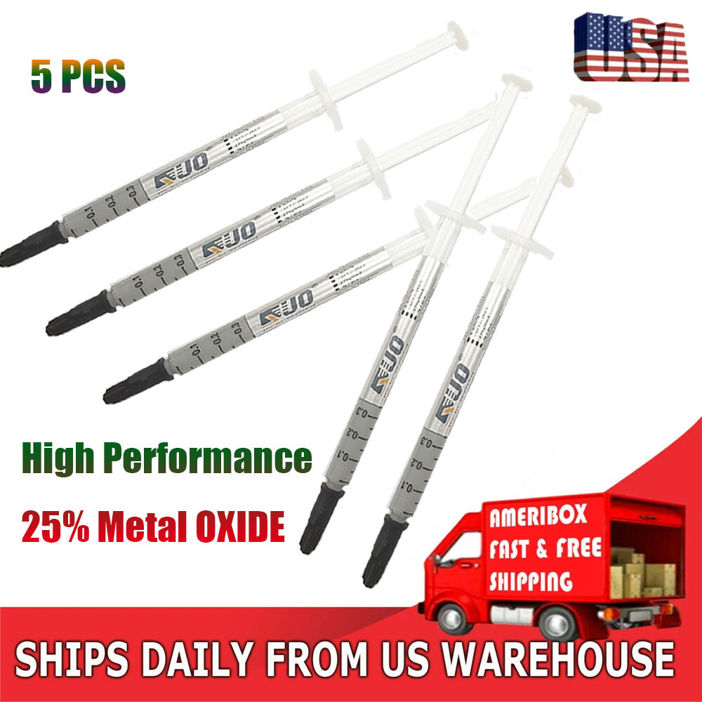 5pcs Polysynthetic Silver Thermal Grease CPU Heatsink Compound Paste Syringe