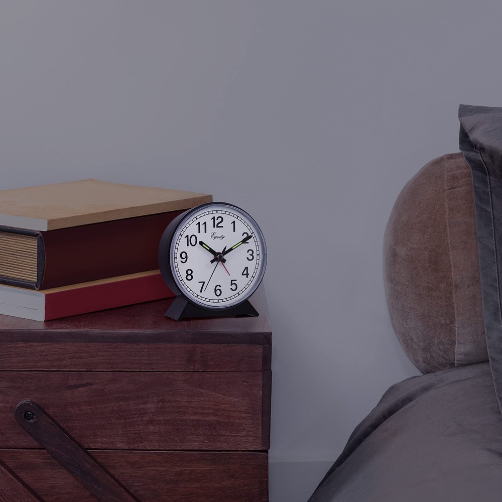 Equity 14075 Black Analog Wind-Up Alarm Clock Small,