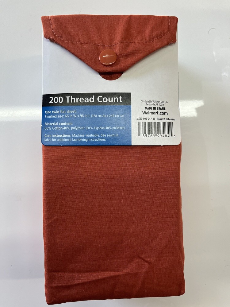 MainStays Twin  Flat Sheet 200 Thread Count Cotton Blend