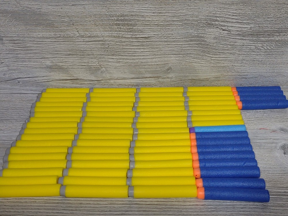 72 Yellow and Blue NERF Replacement Darts Refill Extra Flat Tip