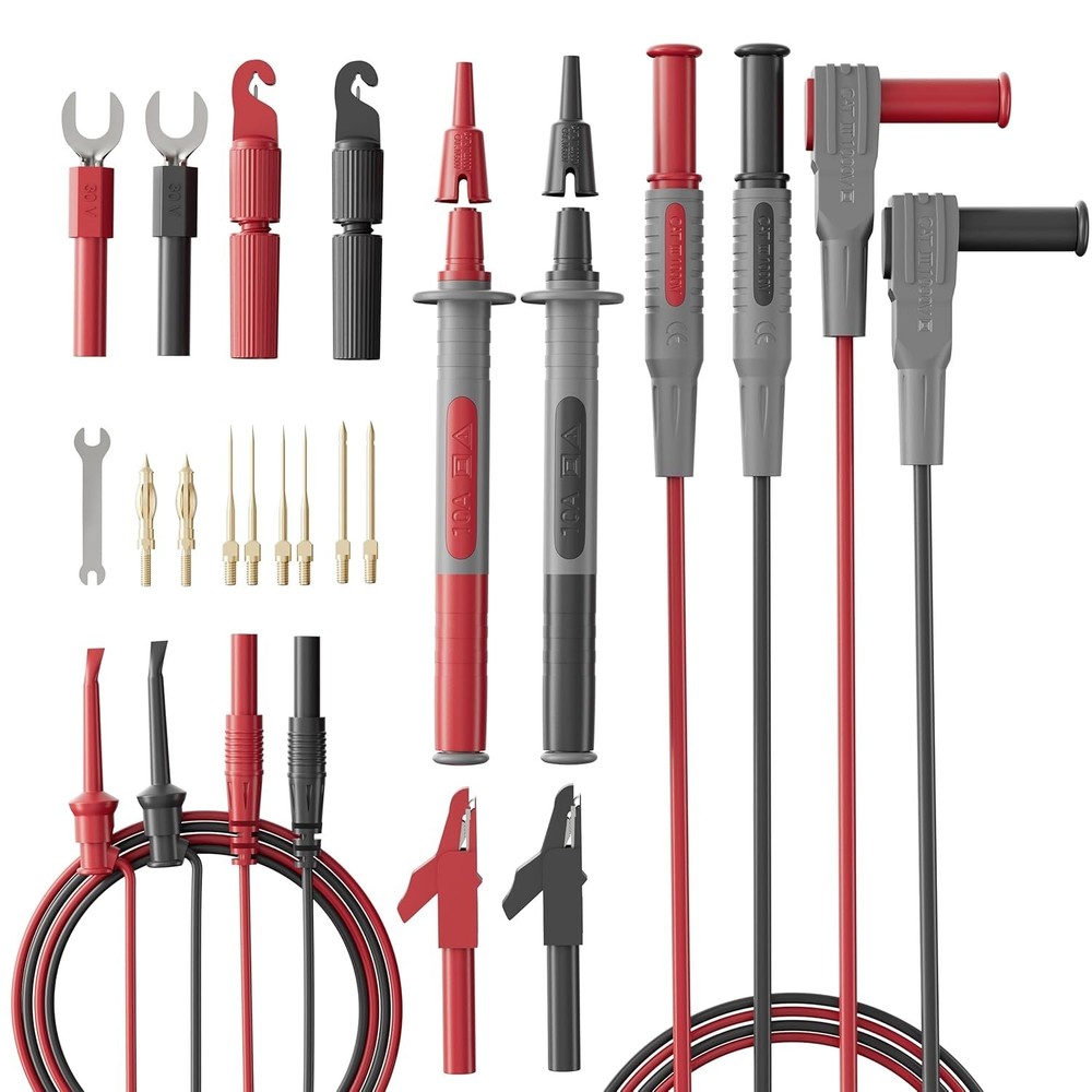 25-Piece Silicone Multimeter Test Lead & Back Probe Kit - Premium Modular Volt