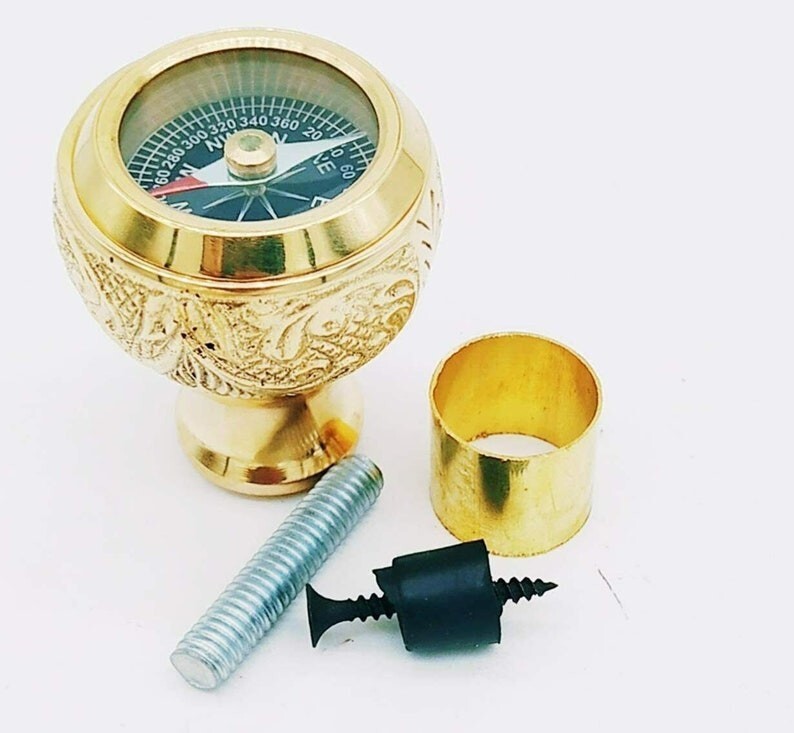 Solid Brass Compass Designer Head Handle Only For Wooden Walking Stick Topper