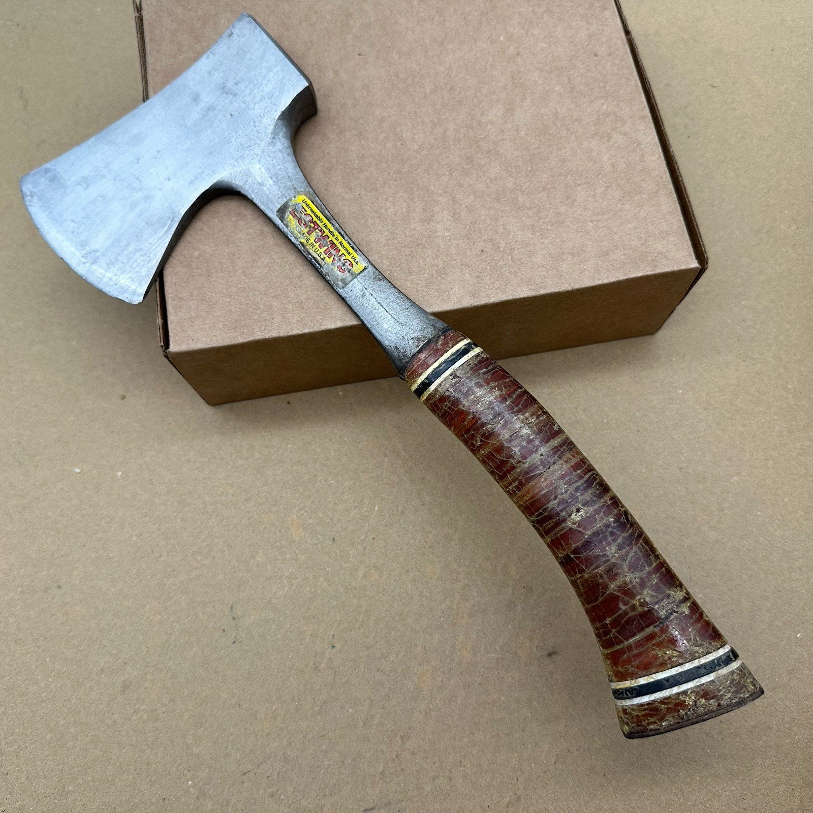 Vintage Estwing Sportsman'S Axe 13" Camping Hatchet USA Steel Leather Handle