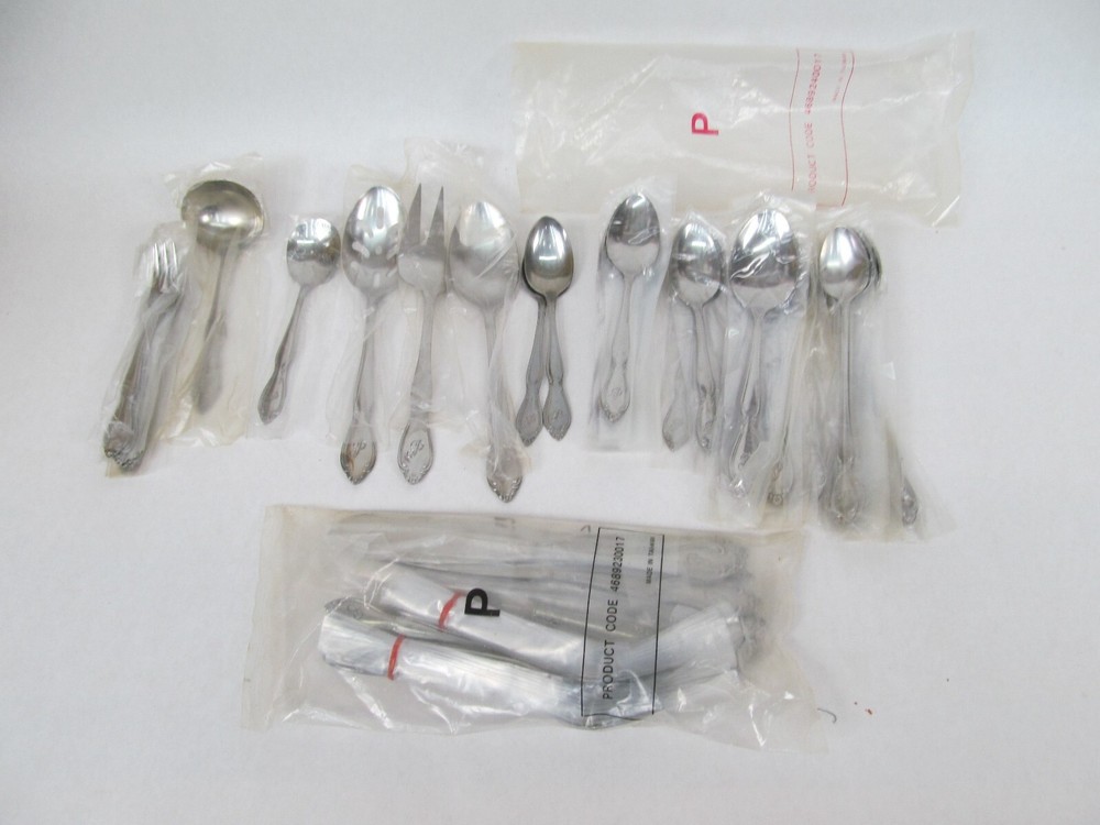 Vintage NOS Stainless Korea Flatware Set Monogrammed Initial “P”