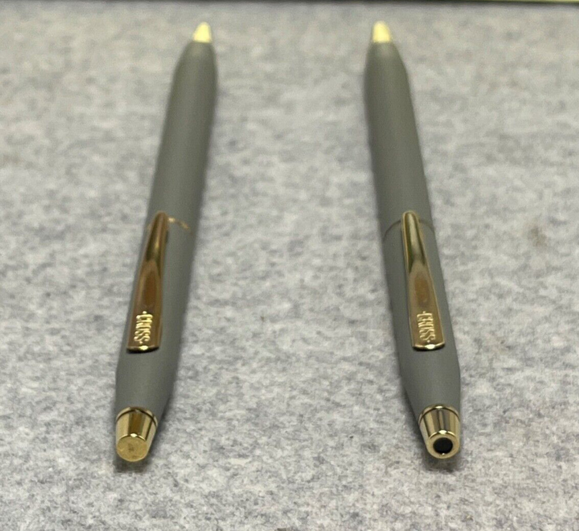 RARE Cross Matte Gray & 23K Gold Trim Pen & 0.5mm Pencil, Box, Manual