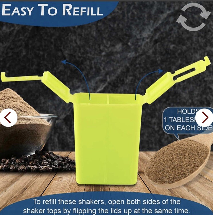 Set Of 2 Travel Size Salt and Pepper Shakers With Dual Sided Lid