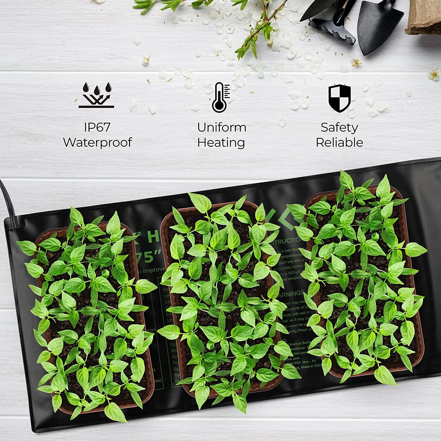 2 Pack Seeding Heat Mat 10"x20" Warm Hydroponic Plant Germination Starting Pad
