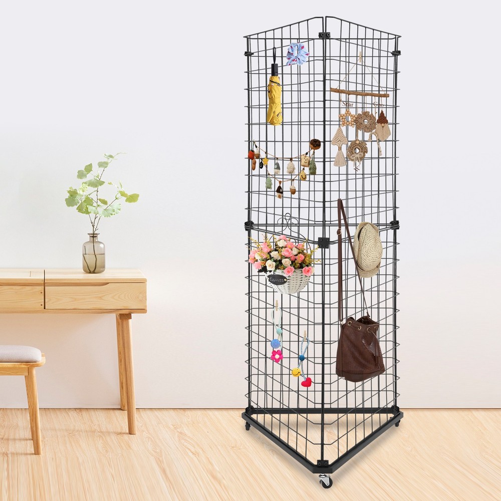 Wire Grid Panel Tower Triangle Display Stand Wire Grid for Retail Display Rack