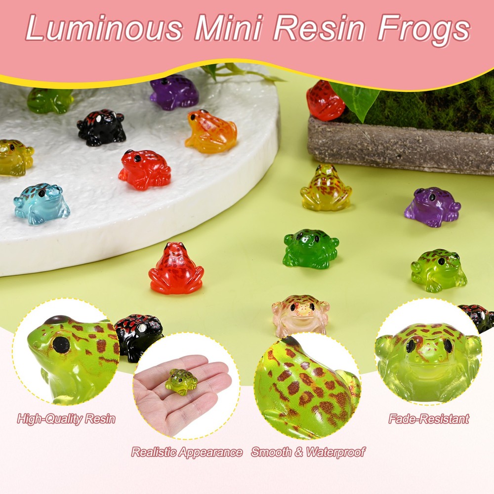 60-Pack Luminous Mini Resin Frogs, Tiny Frog Figurines [Green]