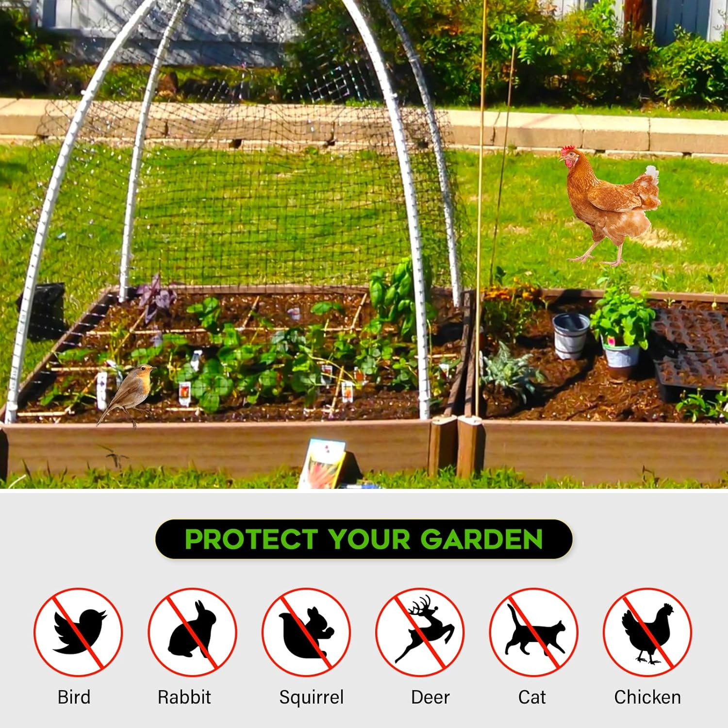 Garden Fence Landscape Deer Fencing Animal Protects Strong Netting 7x100 Borders