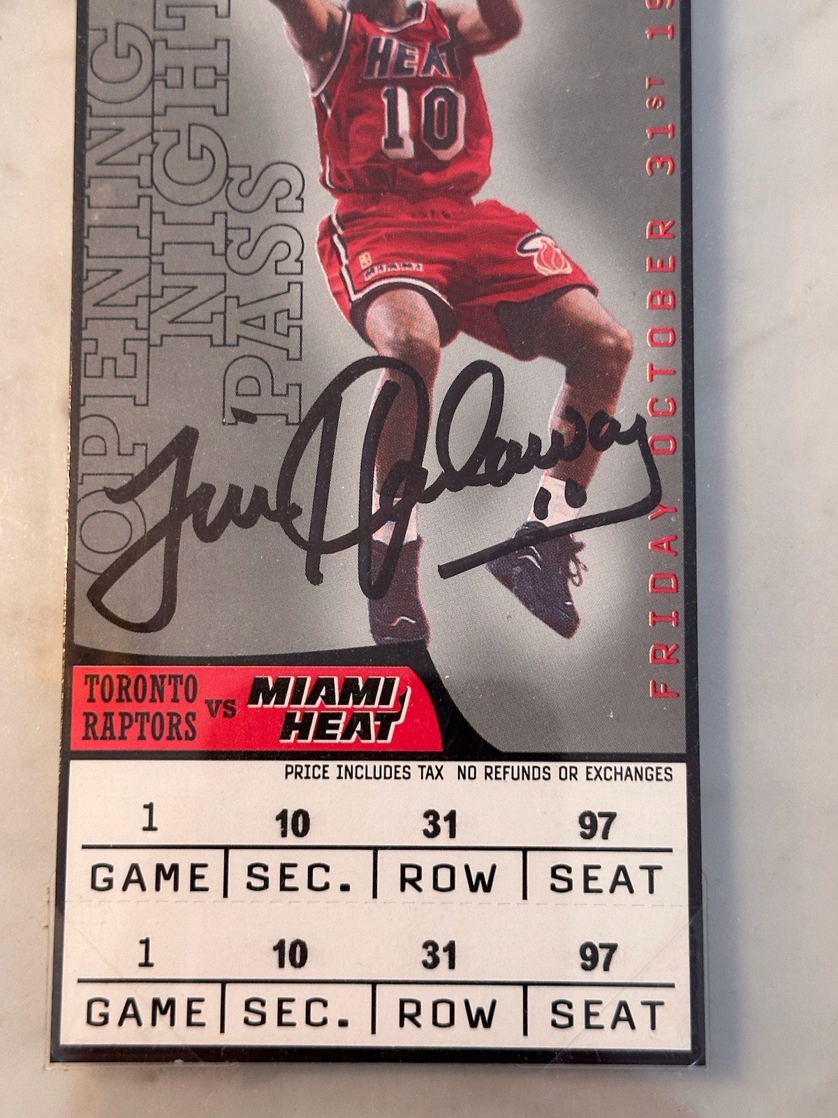 Tim Hardaway Signed Miami Heat 1997 Opening Night Pass #057/200 Framed