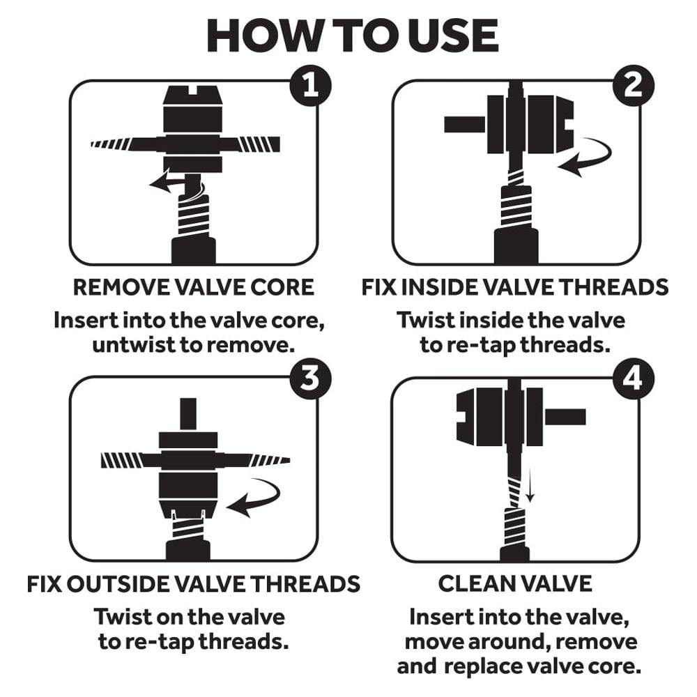 (2 pack) 4way Valve Core Tool & 4 Replacement Valve Cores