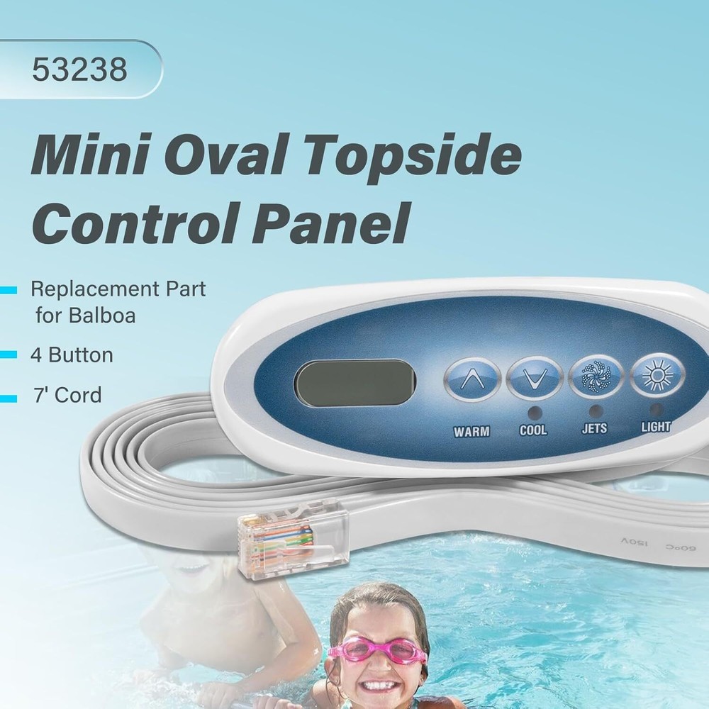 53238 4 Button Spa Topside Control Panel Keypad for Balboa Mini Oval Heat Jacket