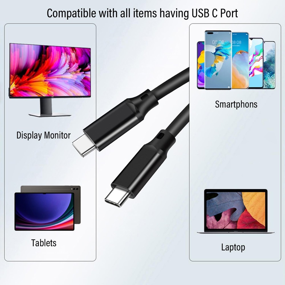 Pocxwa USB-C to Cable, 5Ft 4K USBC Fast Charging & Data Sync