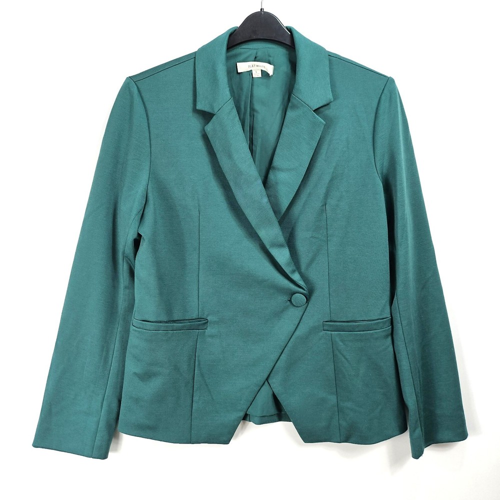 Flat White Blazer Green Size Large