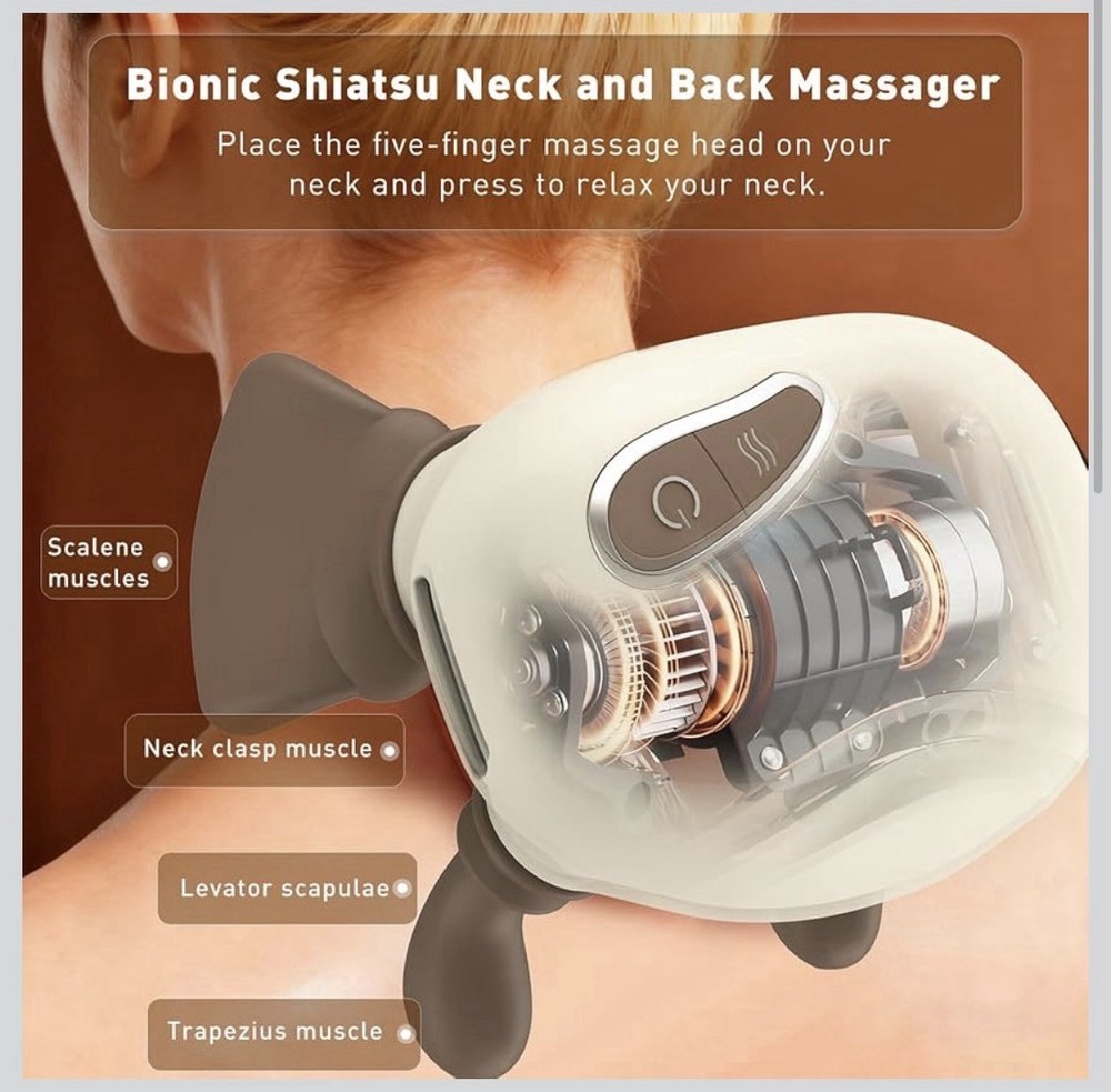 4D Wireless Neck Shoulder Massager, Bionic Hands Deep Tissue Massage, Portabl...