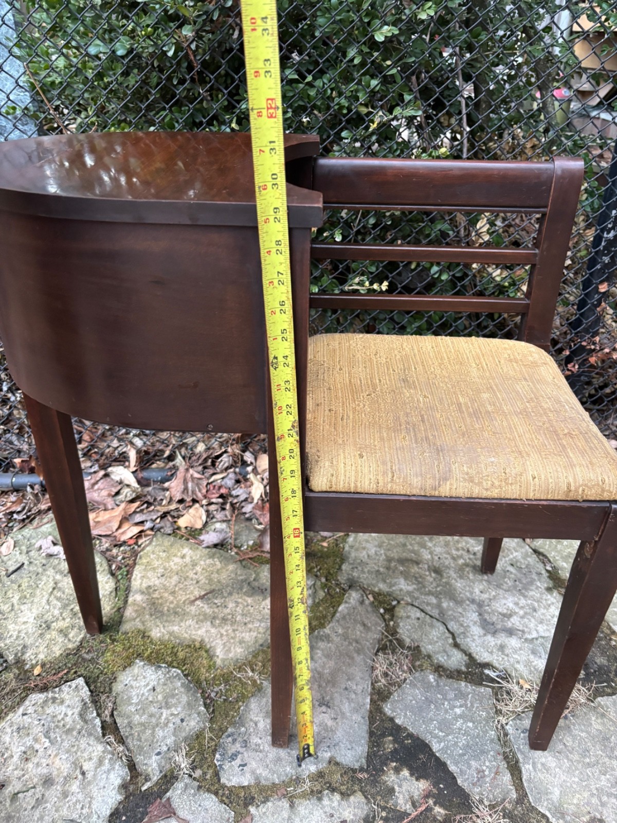 LOVELY!! ANTIQUE ART DECO ACCENT TELEPHONE TABLE GOSSIP BENCH CHAIR CURVED WOOD