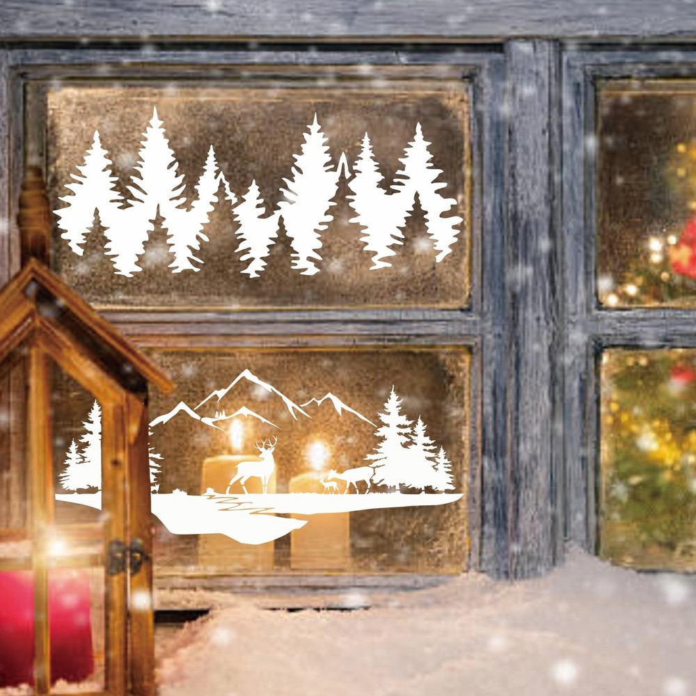 10 Pieces Pine Tree Stencils for Painting, Mountain Stencil Template Reusable...