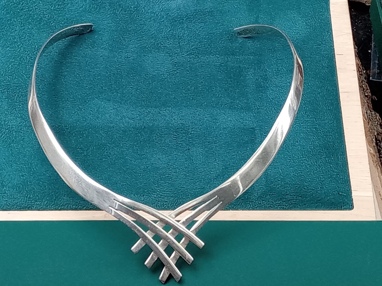 Modernist Sterling Necklace, Torq, Neck Piece: 15" Circumference & 42 grams