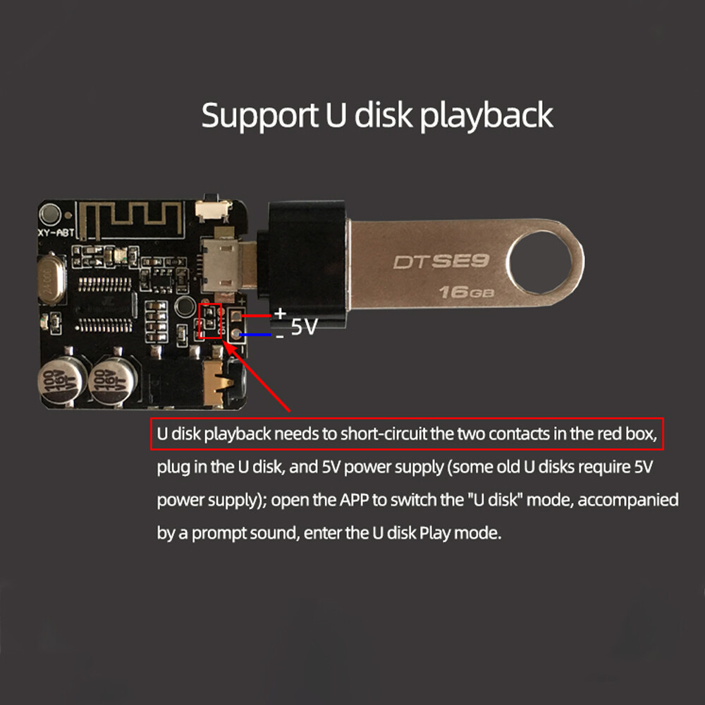 Bluetooth 5.0 Audio Decoder Board MP3 Receiver Module APP Control 3.7-4.2V DC