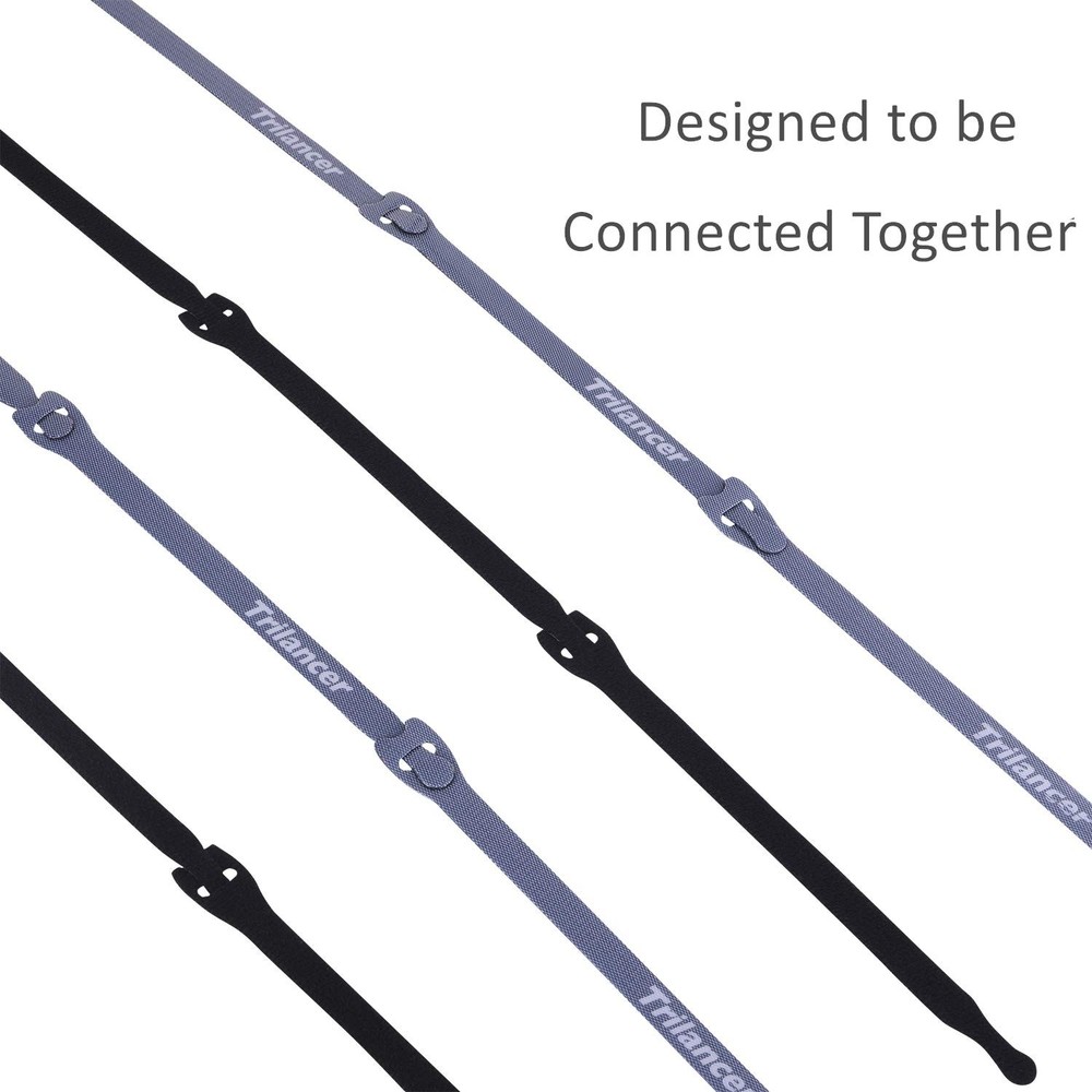 Trilancer 50 Pack Reusable Cable Straps 8in Adjustable Cable Ties - Black