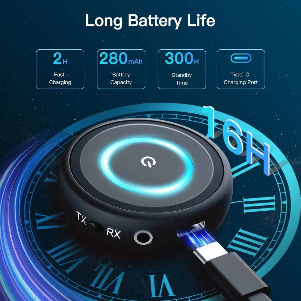 Bluetooth 5.3 Transmitter Receiver, 2-in-1 Wireless Transmitter Receiver for ...