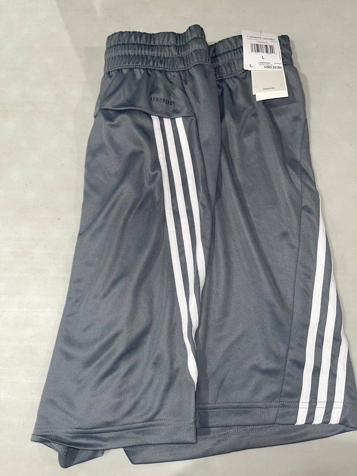 Adidas men's 3 stripe short onyx grey GM2489