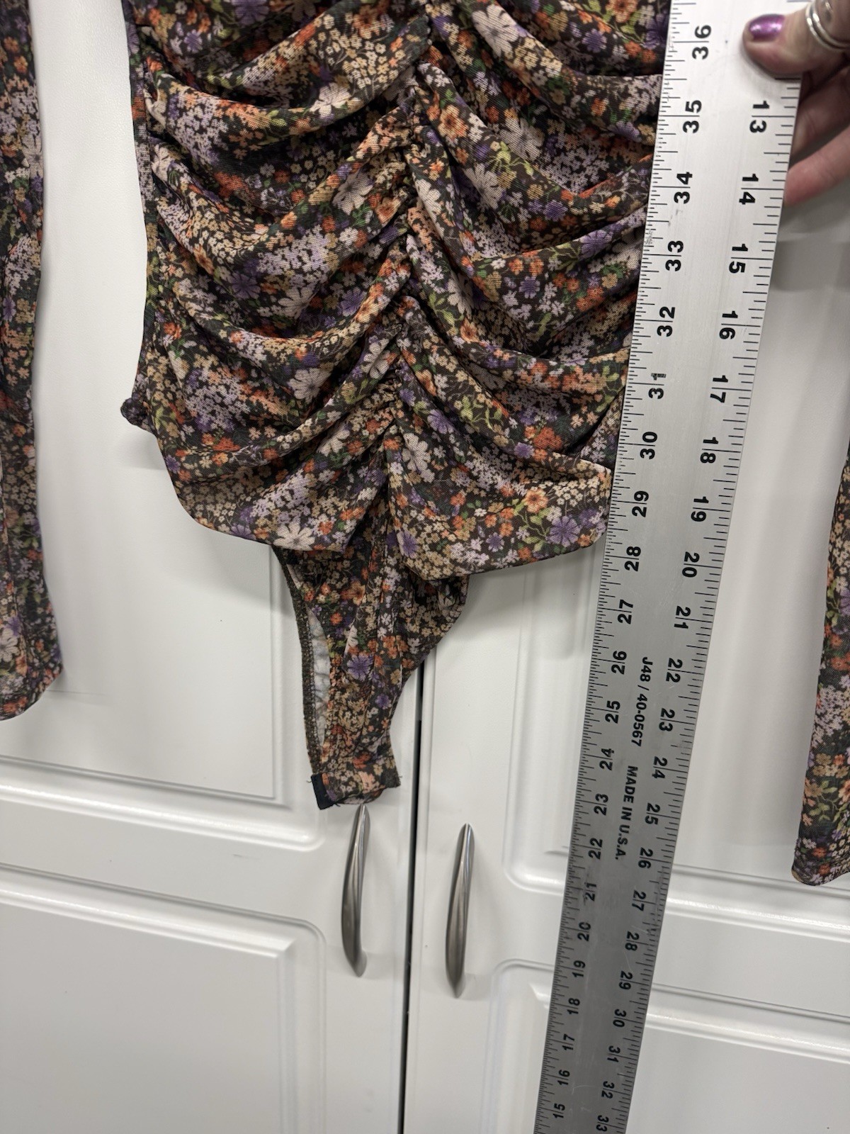 Lulus Whimsical Garden Fairy Goth Bodysuit Mesh Rutched Long Sleeve Size Small