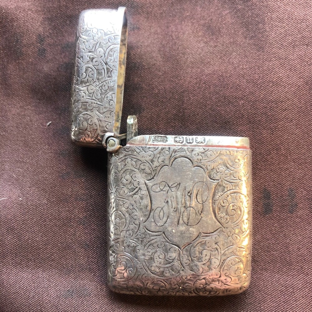 antique silver vesta ,bham 1894