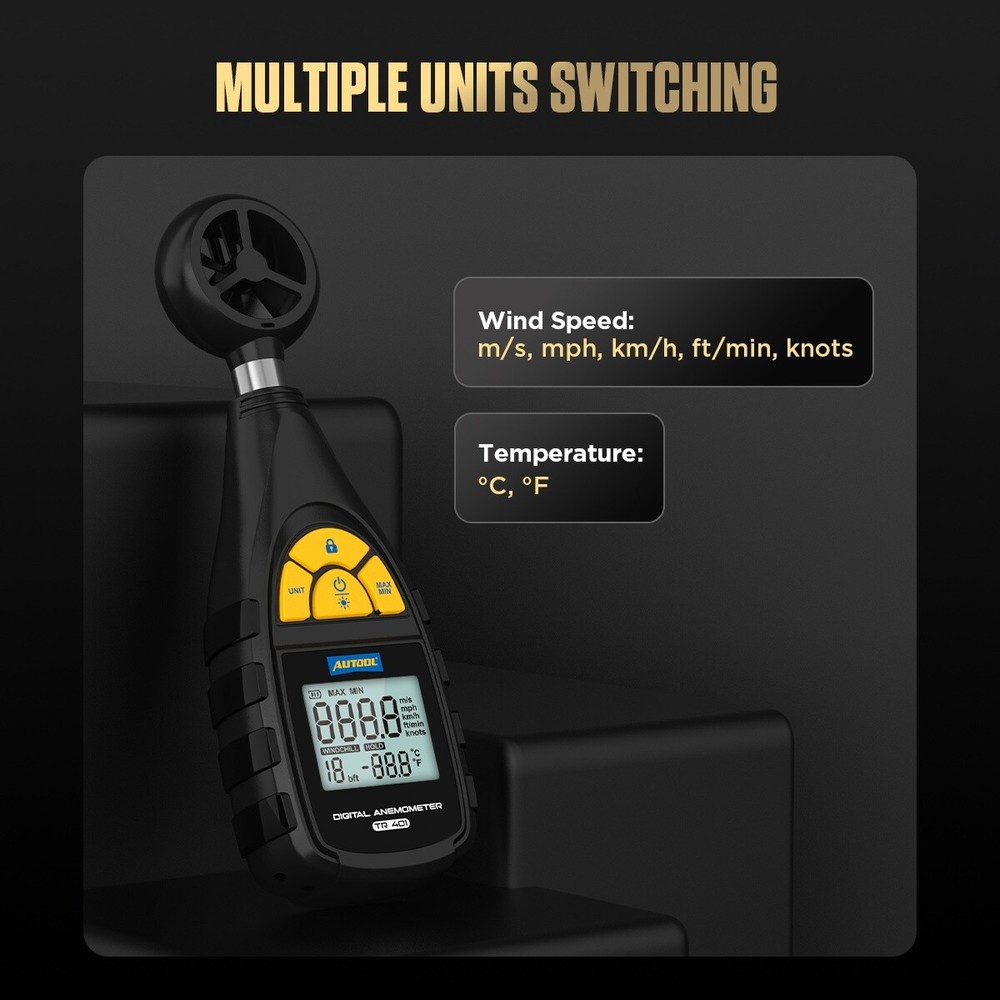 Handheld Digital Wind Speed CFM Meter Anemometer Wind Temperature Wind Chill