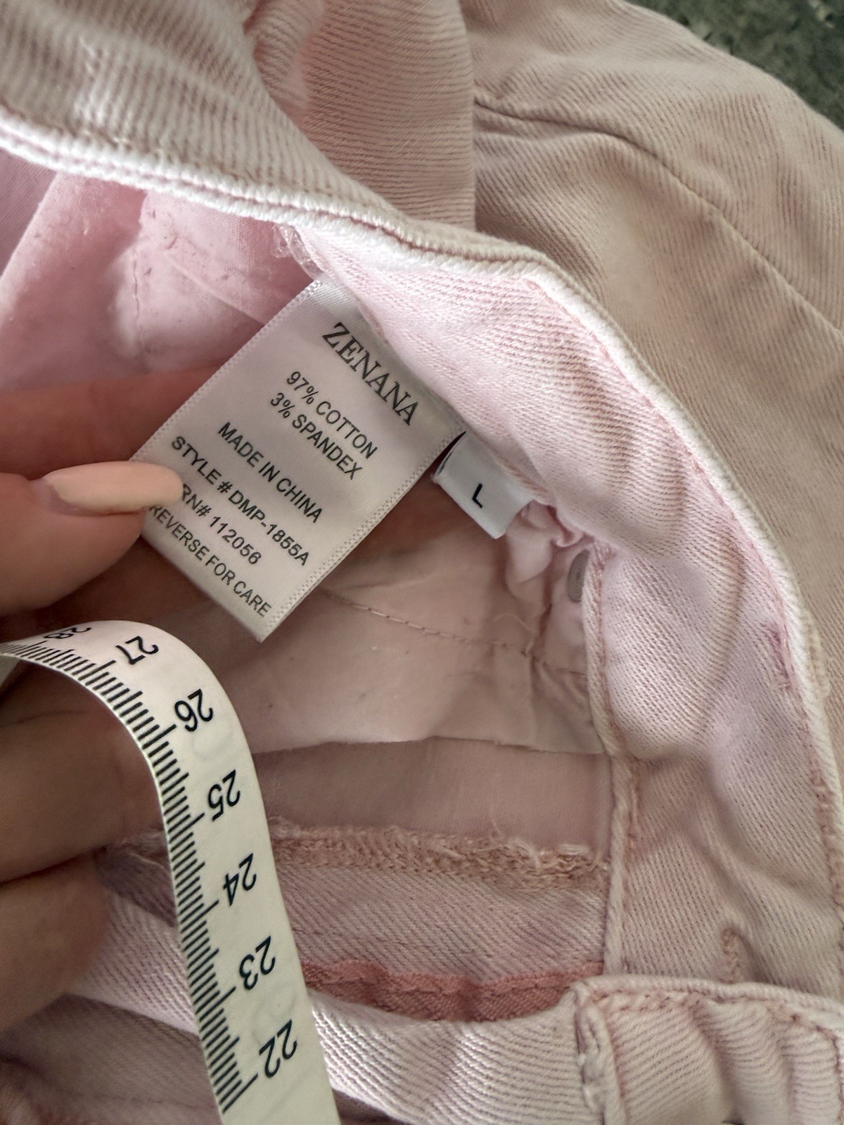 Zenana light pink raw hem relaxed straight leg jeans - L