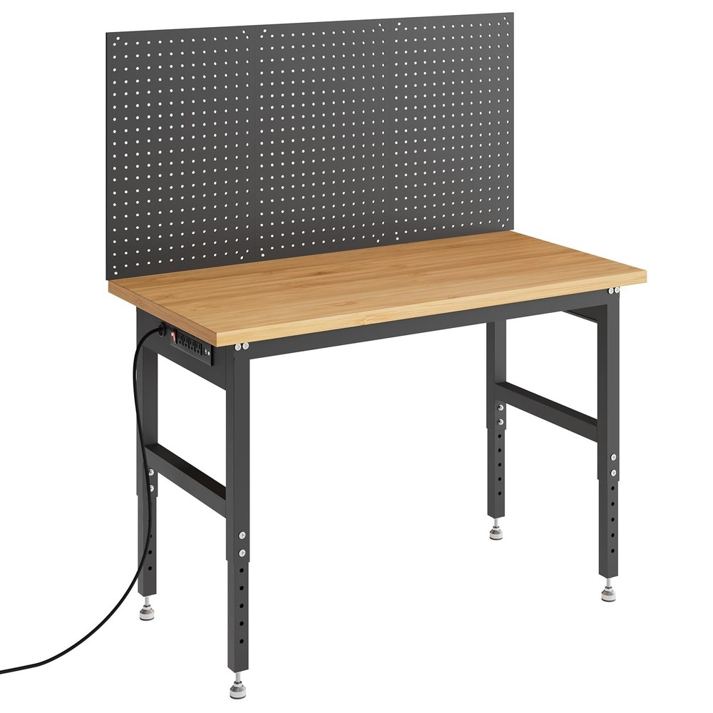 GRAVEE 48" Workbench with Pegboard Wall 2000lbs Garage Table Adjustable Height