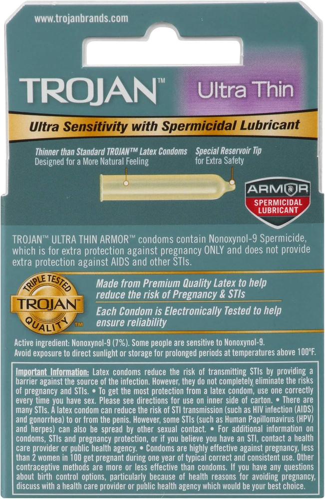 Condom Sensitivity Ultra Thin Spermicidal, 3 Count