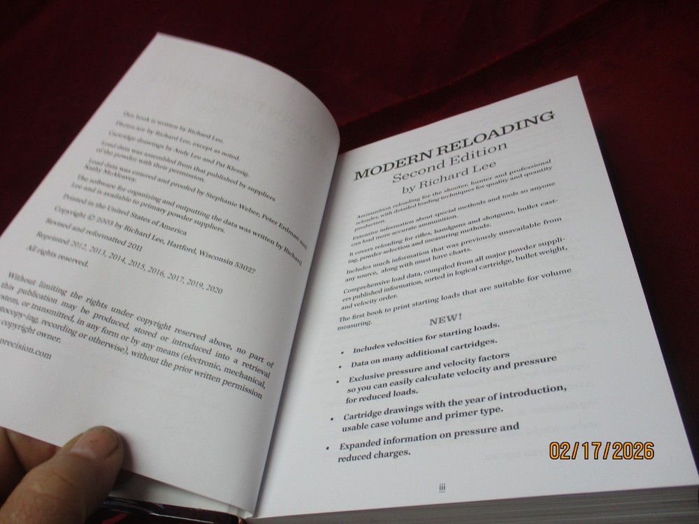 2019 Modern Reloading, 2nd Edition, Lee Precision , Richard Lee Reloading Manual