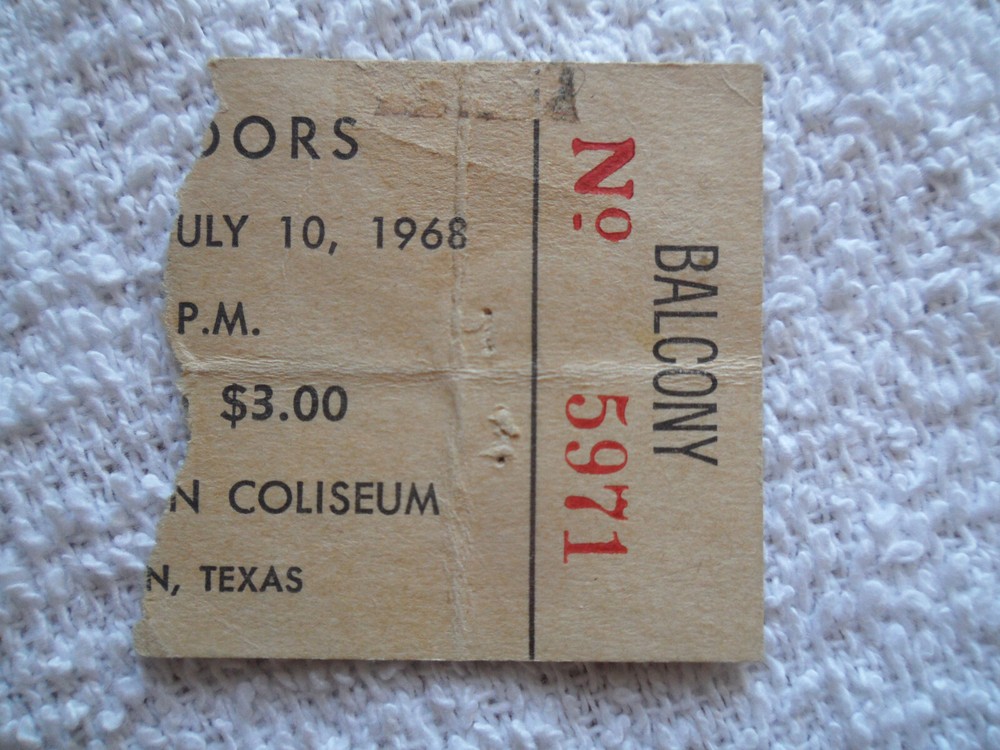 THE DOORS Original__1968__CONCERT TICKET STUB__Houston Coliseum