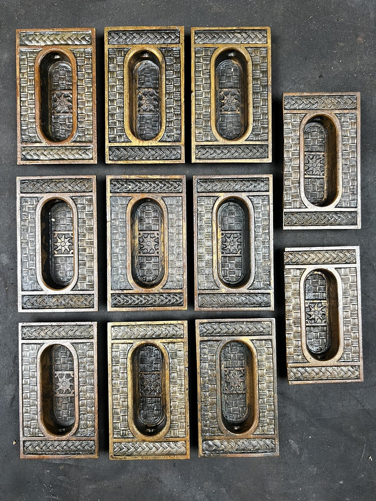 5 Hopkins & Dickinson 1883 Basket Pattern Recessed Window / Sash Pulls D-11100