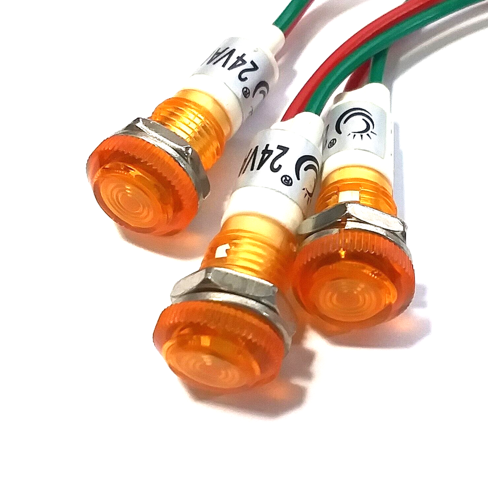 3 BBT 24 volt AC/DC Waterproof Amber LED Low-Profile Indicator Lights