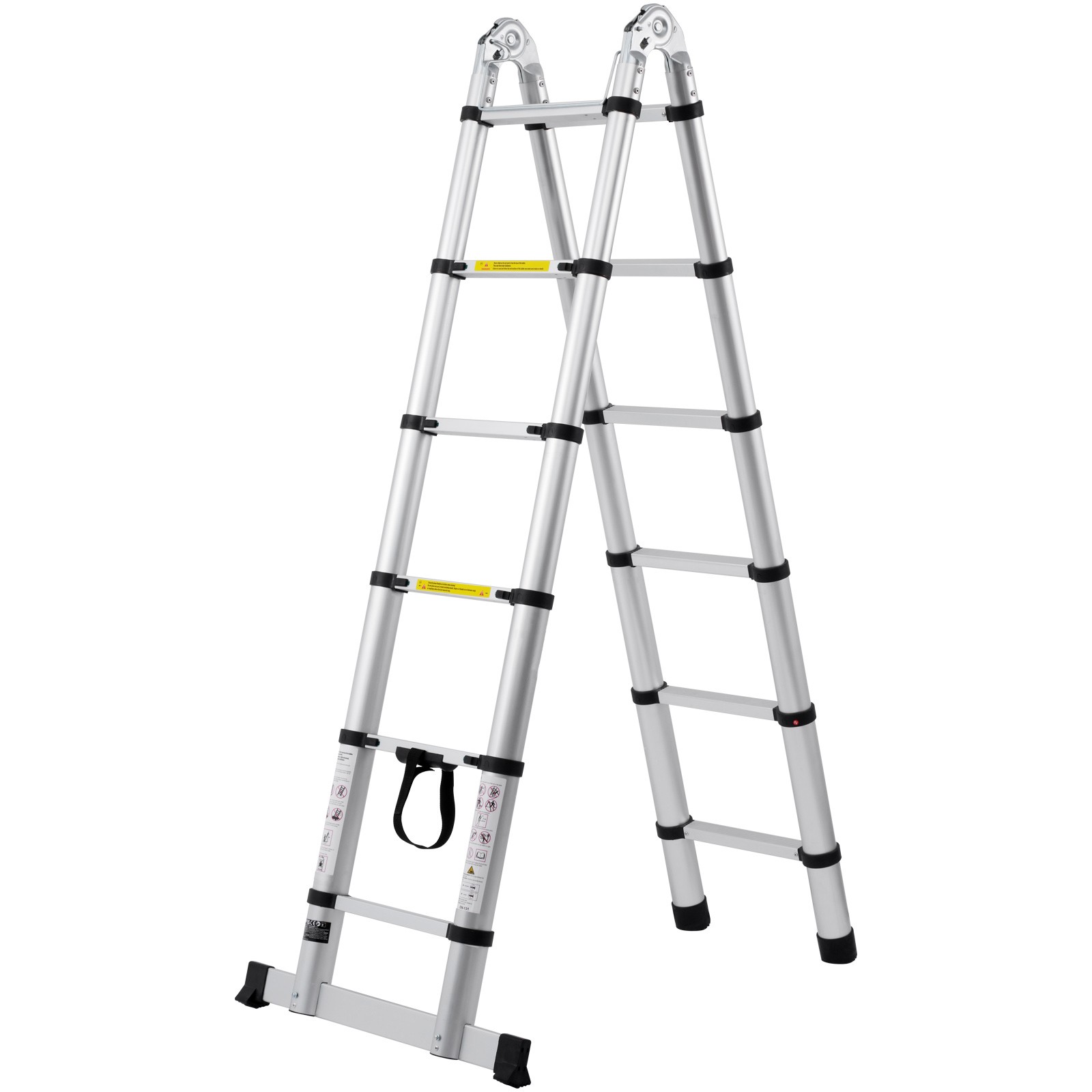 Uimoso 12.5FT A-Frame Aluminum Telescopic Ladder with Stabilizer Bar for RV Use