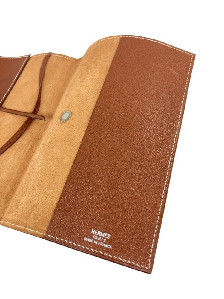 HERMES Leather Notebook Cover Diary Bar Brown Used