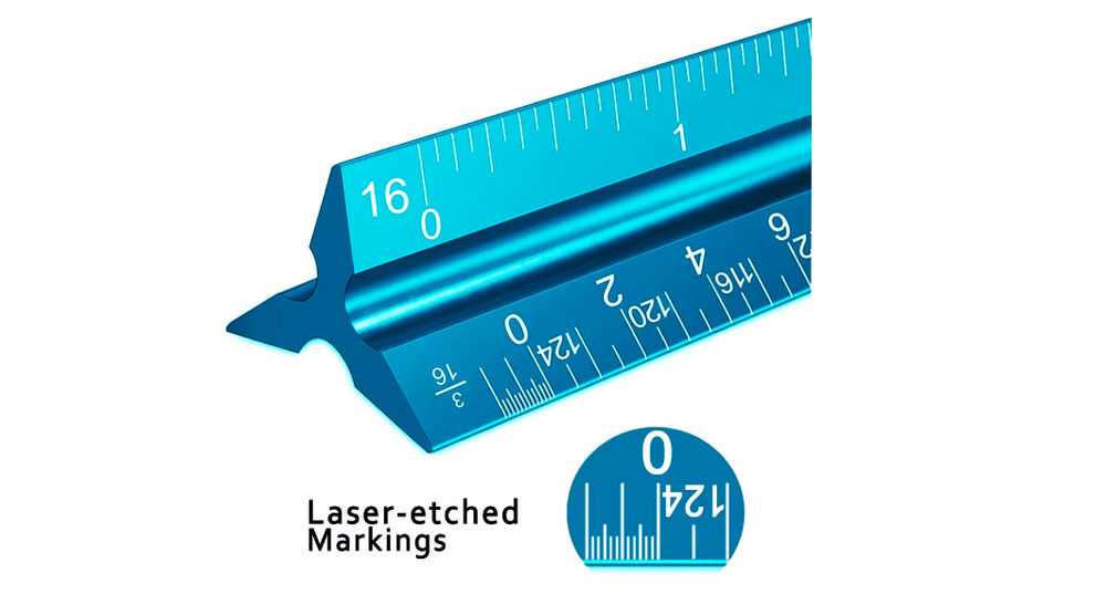 Architectural Drafting Scale Architect Ruler Triangular Blueprint Aluminum 12"