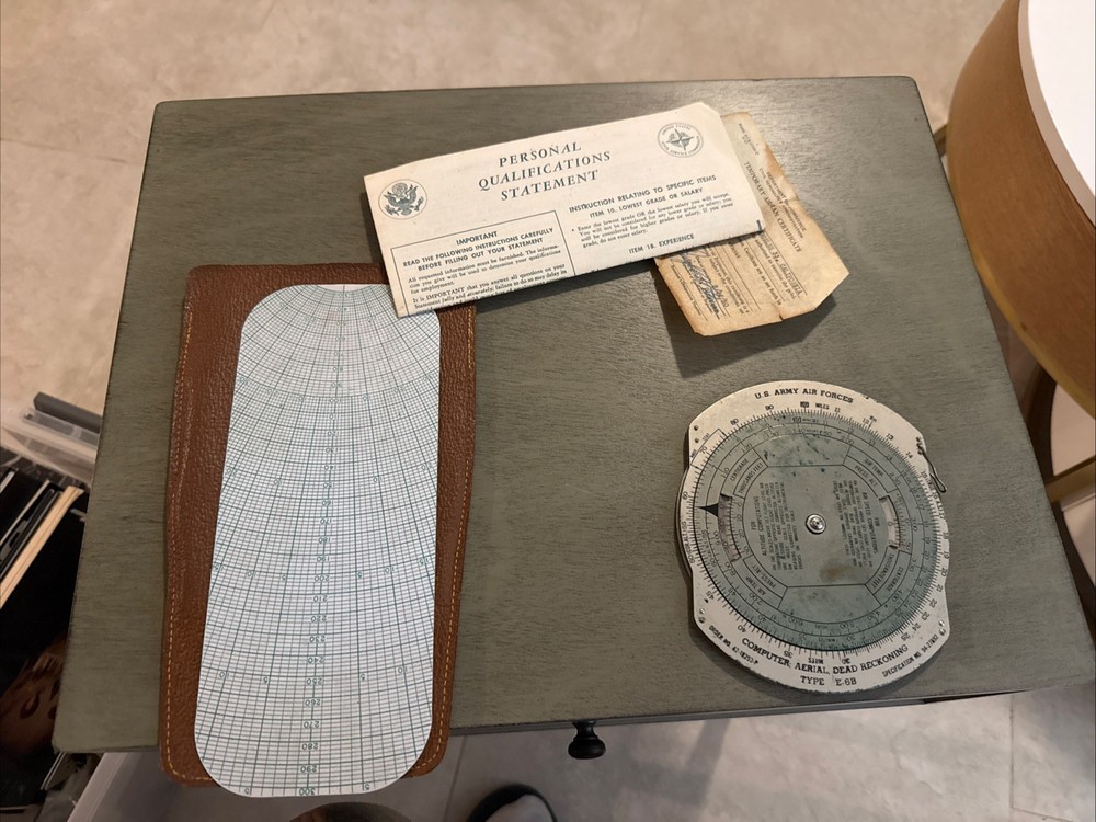 USAAF Type E-6B AERIAL DEAD RECKONING COMPUTER +Case+Paperwork.        Z9