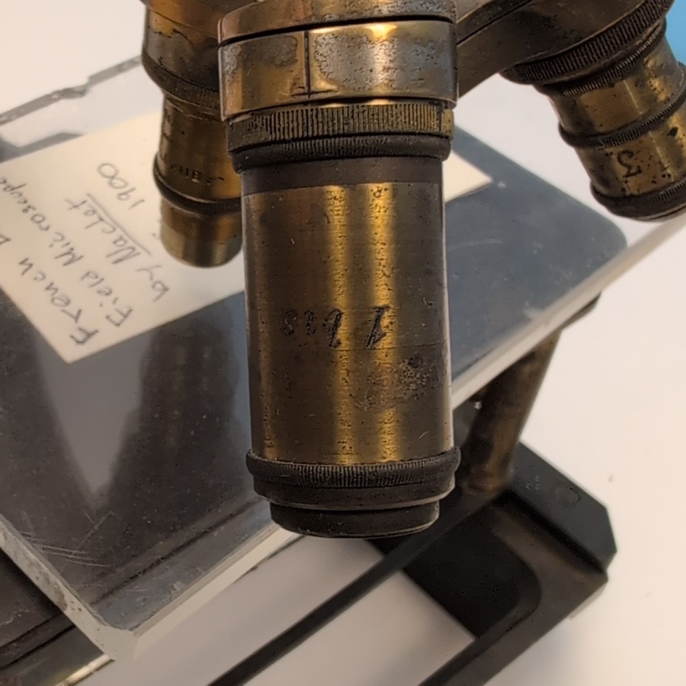 Antique Nachet Paris Large-Field Compound Microscope c1900 Mechanical Brass