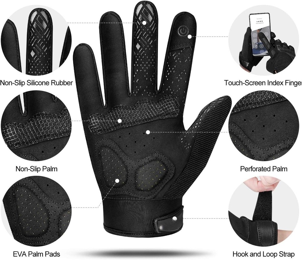 Mountain bike gloves, touchscreen-enabled design